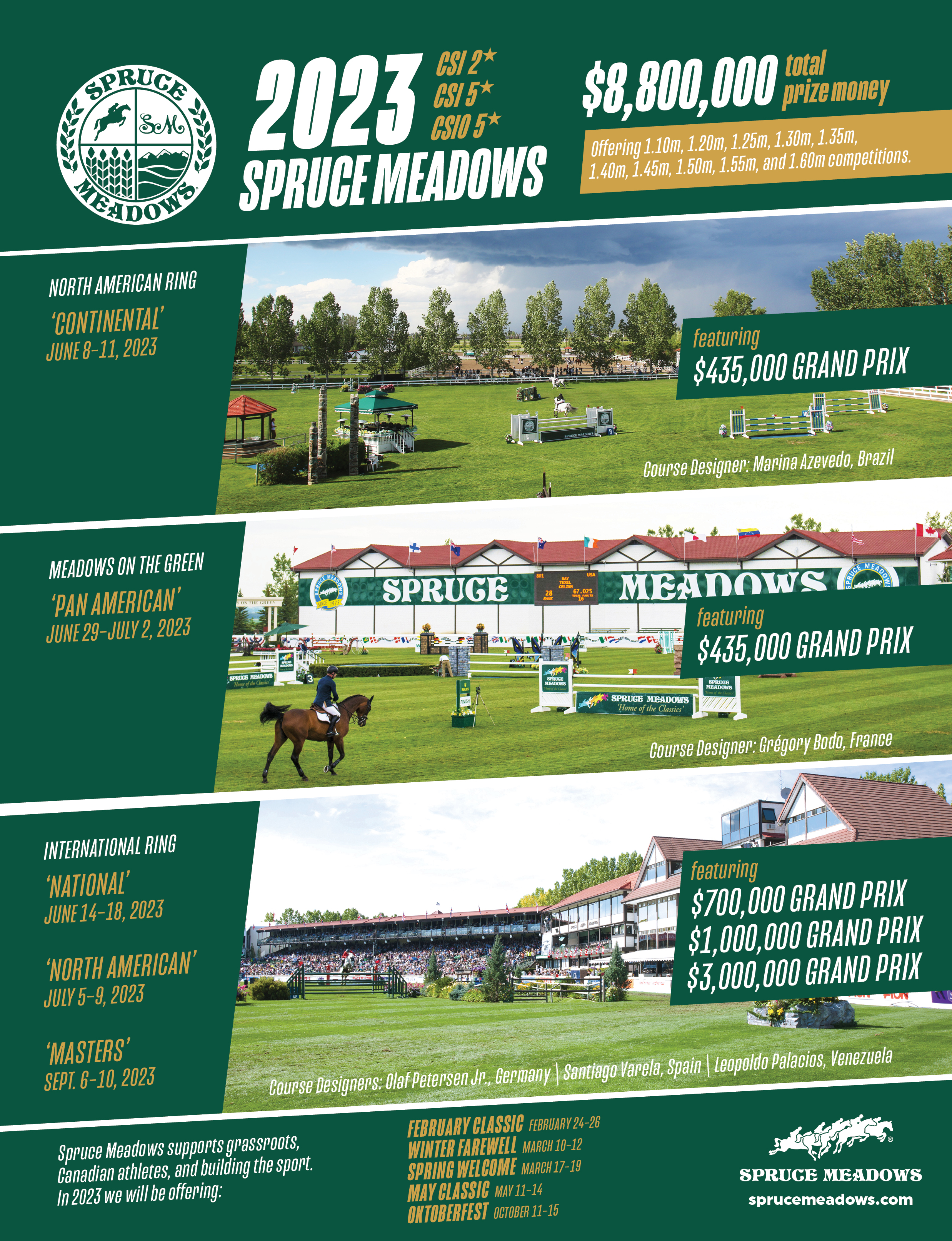 Spruce Meadows  2023 Tournament Dates